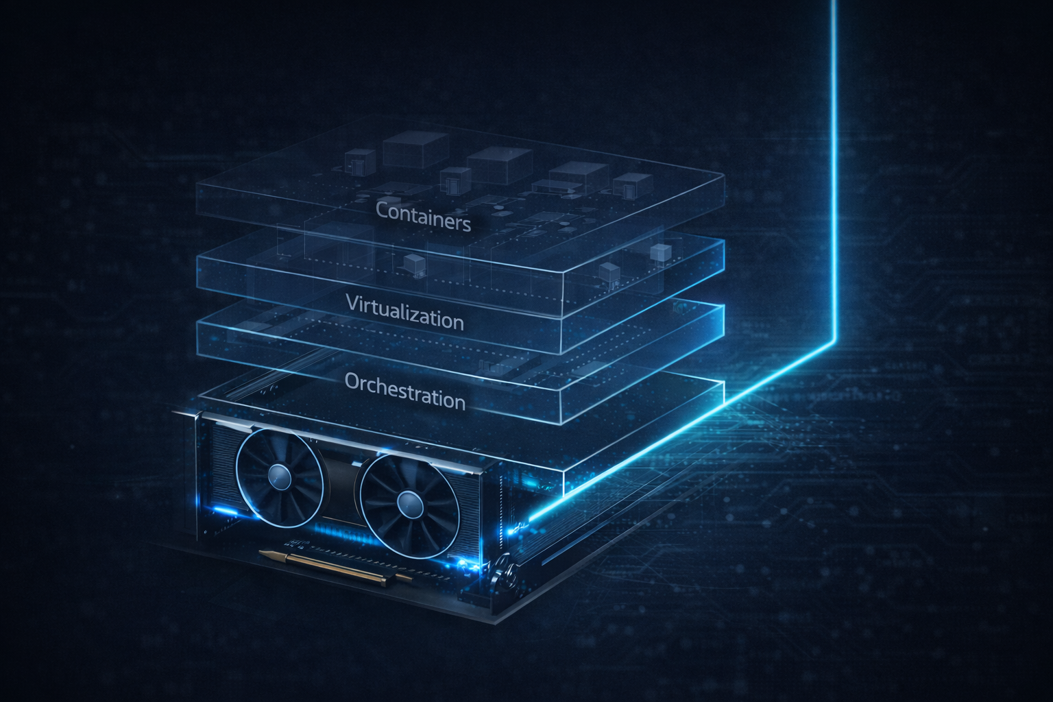 Visualization of GPU-native container access with direct driver passthrough versus virtualized GPU access layers